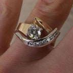 Two-Tone Round-Cut Zirconia Swirl Ring