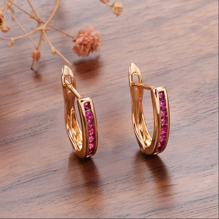 Gold-Plated Zirconia Hinged Hoop Earrings