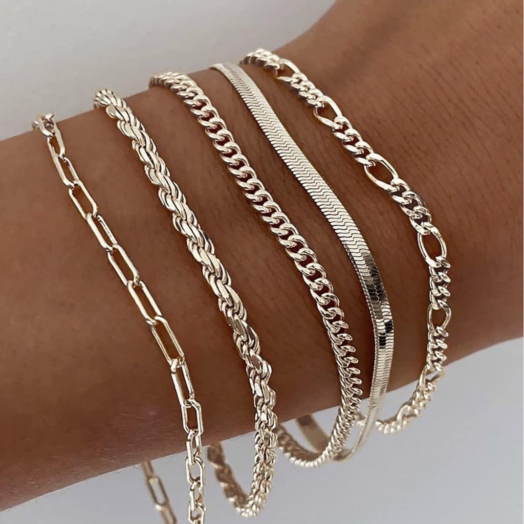 Five-Piece Mixed Chain Bracelet Set