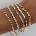 Five-Piece Mixed Chain Bracelet Set