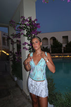 Allover Sequin Top with V-Neck and Sleeveless Cut