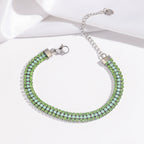 Armband met rij stenen in saffierlook, smaragdlook of robijnlook