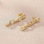 Zirconia Chain Earrings in Gold Tone