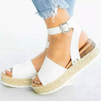 Jute Wedge Sandals with Ankle Strap