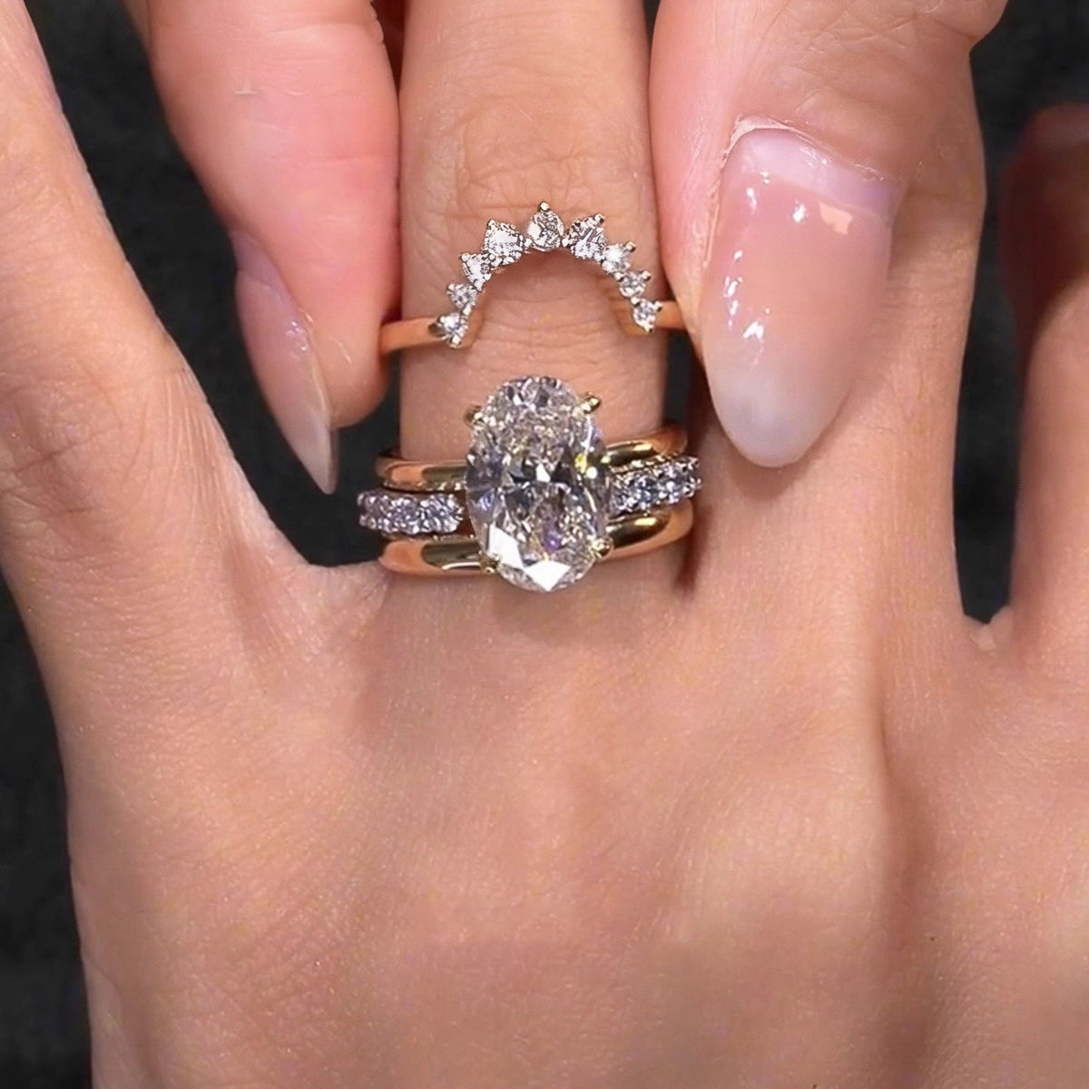 European-Style Stacked Zirconia Diamond-Look Ring