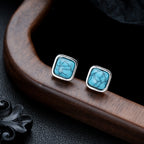 Turquoise Square Stud Earrings in Two Sizes