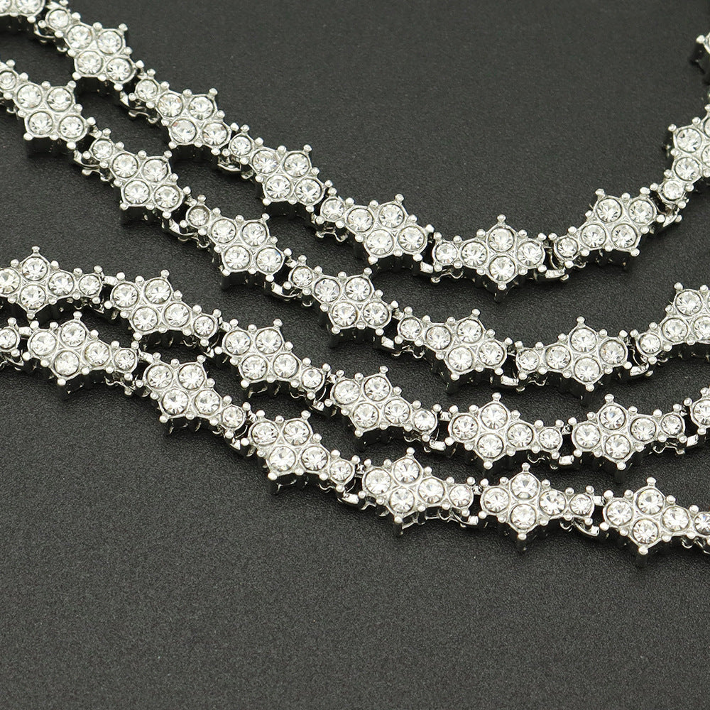 Classic Cluster Tennis Necklace in Two Metal Tones