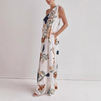 Floral One-Shoulder Maxi Dress With Side Pockets