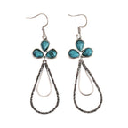 Vintage-Style Turquoise Clover Teardrop Earrings