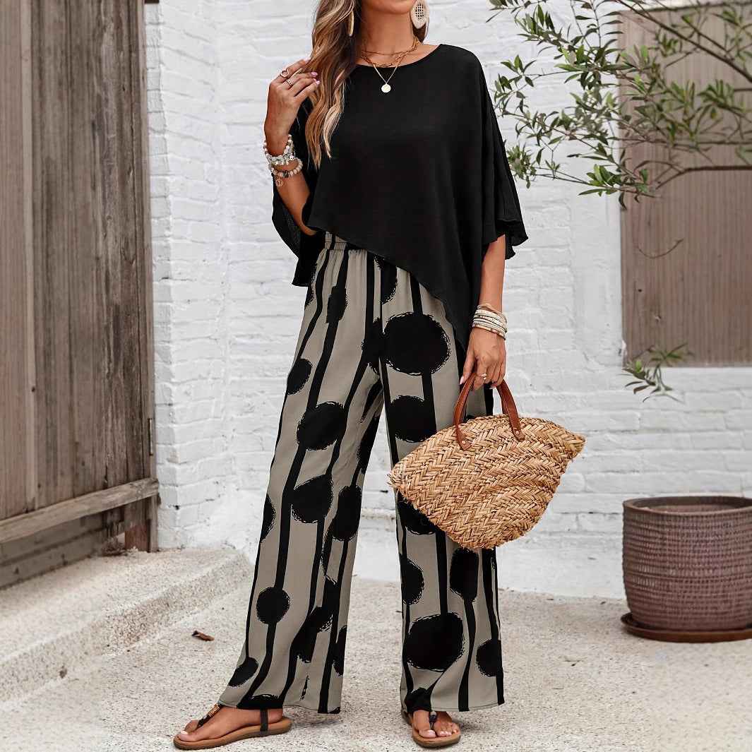 Lightweight Two-Piece Set with Long Trousers for Summer