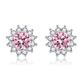 Pink Stone Earrings in White Gold Tone