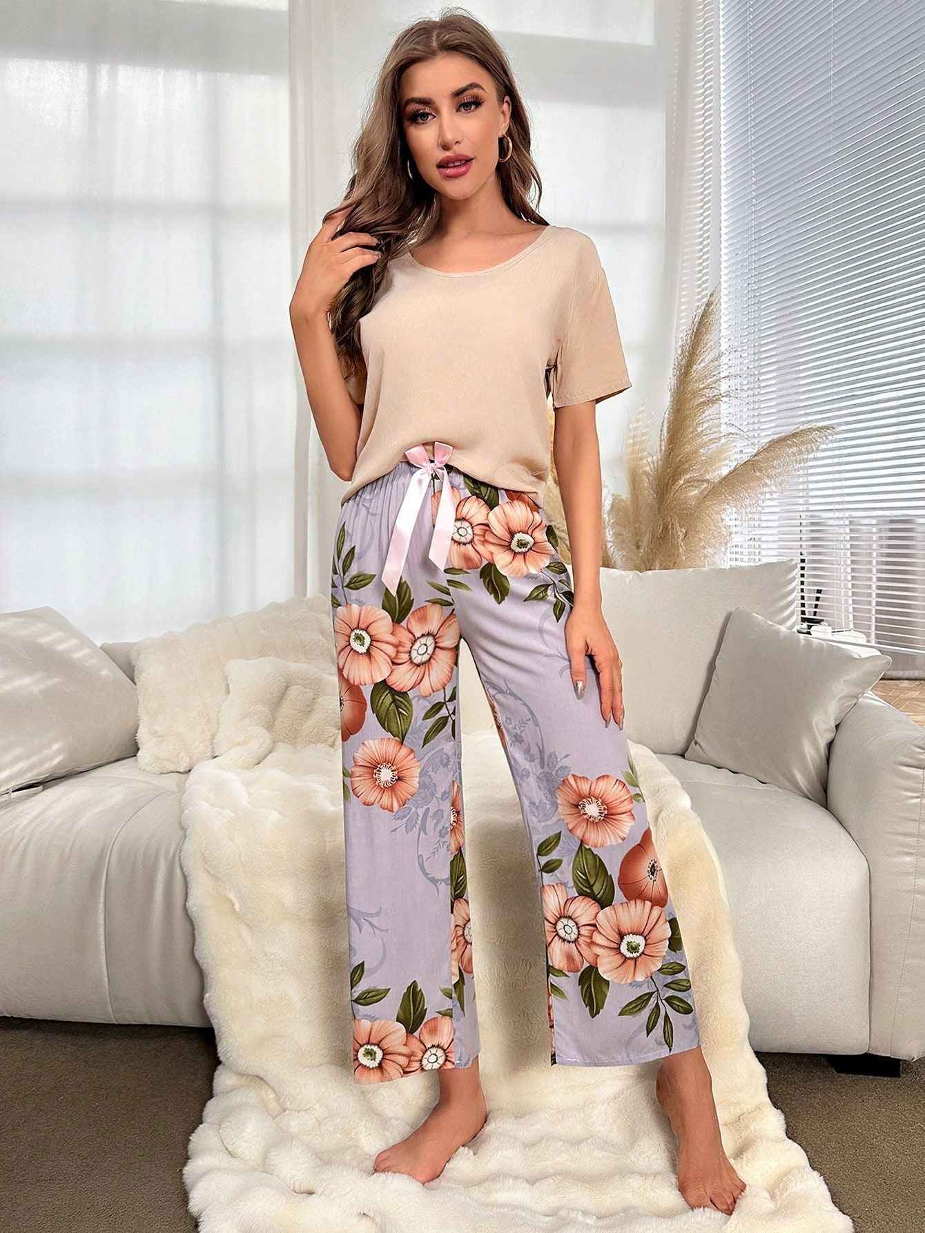 Cotton Crepe Loungewear Set with Airy Two-Piece Shape