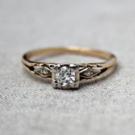 Vintage-Style Zirconia Fine Gold-Tone Ring