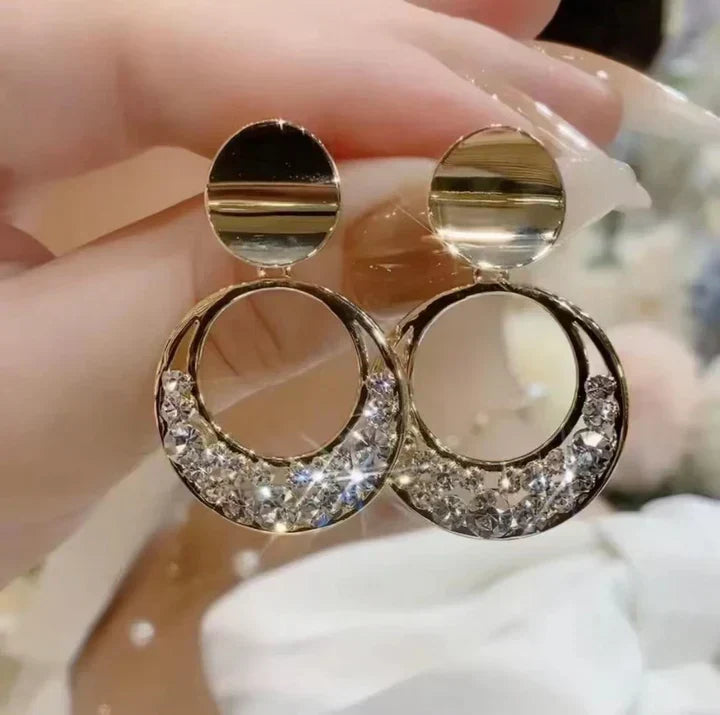 Crystal Earrings in Gold Tone in Two Styles