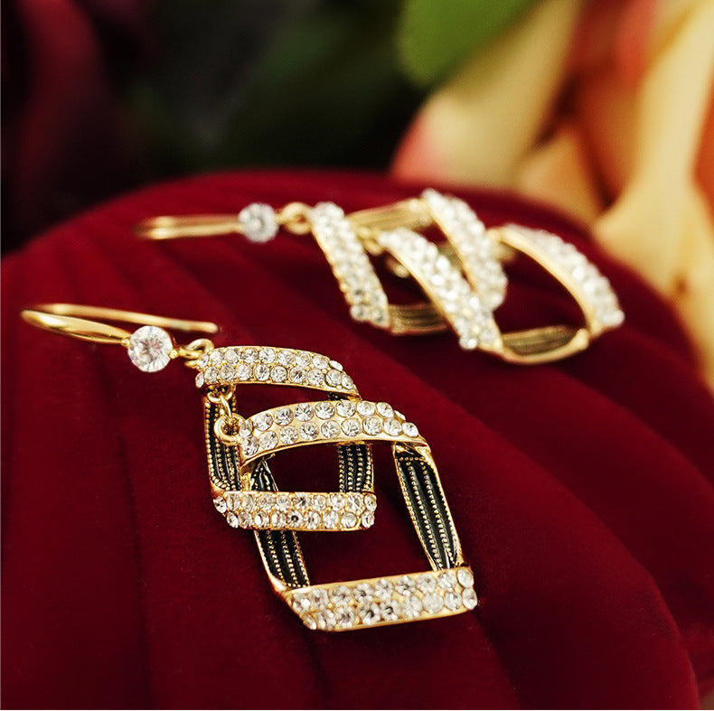 Layered Earrings in Gold Tone