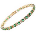 Emerald-Look Trio Tennis Bracelet in Gold Tone