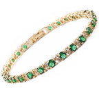 Emerald-Look Trio Tennis Bracelet in Gold Tone