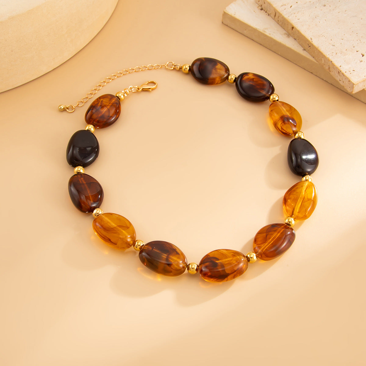 Bohemian Geometric Asymmetric Beaded Necklace