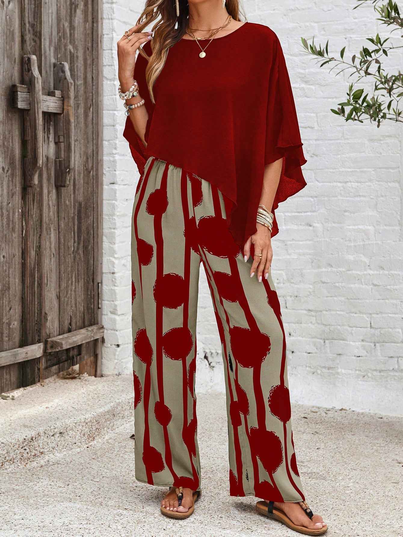 Lightweight Two-Piece Set with Long Trousers for Summer