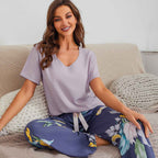 Cotton Crepe Loungewear Set with Airy Two-Piece Shape