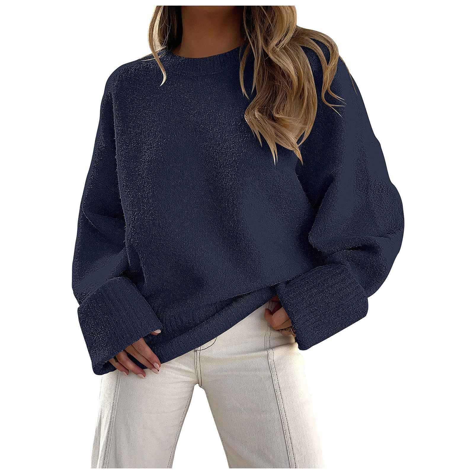 Oversized Fluffy Knit Jumper with Soft Loose-Fit Shape