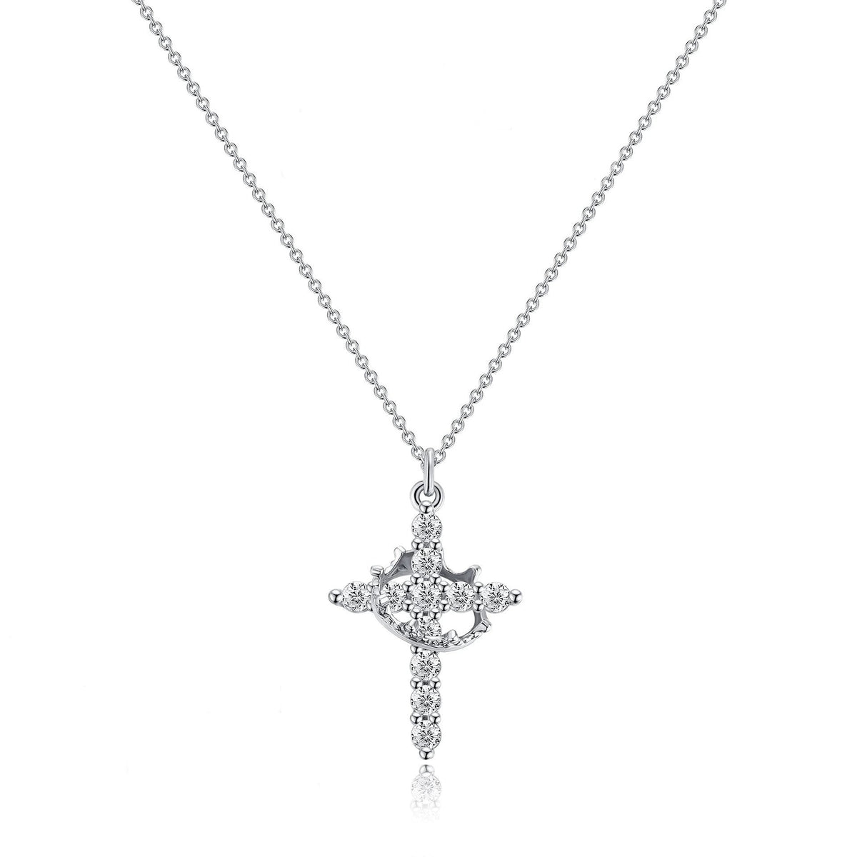 Cross and Crown Necklace in Many Finishes
