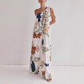 Floral One-Shoulder Maxi Dress With Side Pockets