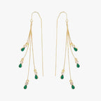 Lange oorhangers met ketting en groene steen