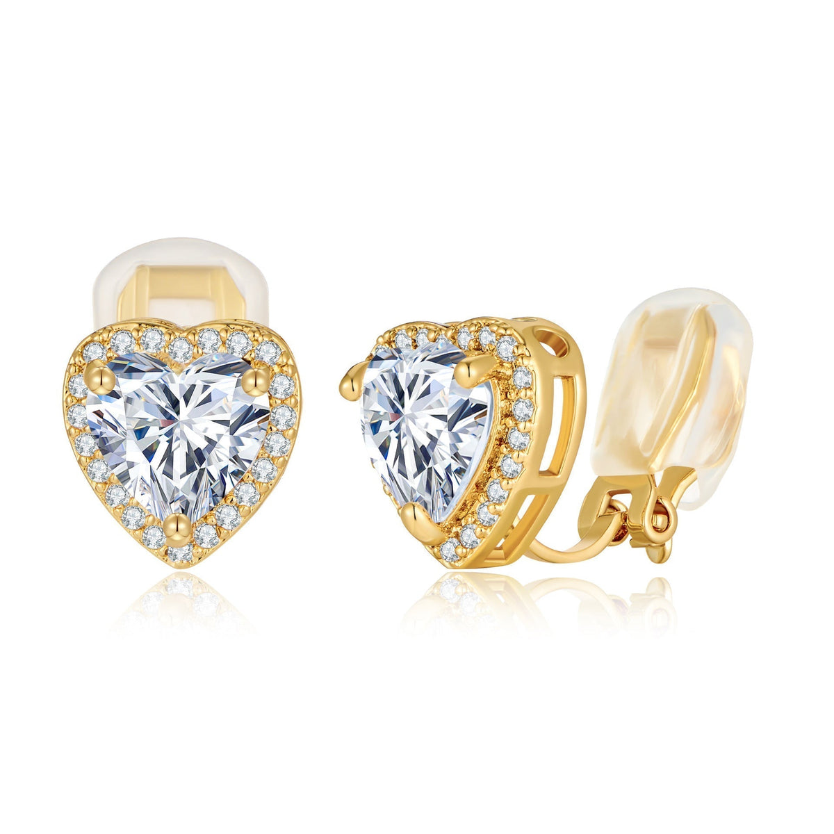 Goudkleurige pavé-huggie-oorringen met hart