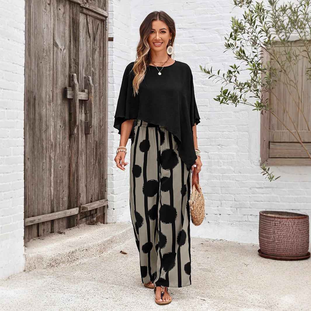 Lightweight Two-Piece Set with Long Trousers for Summer