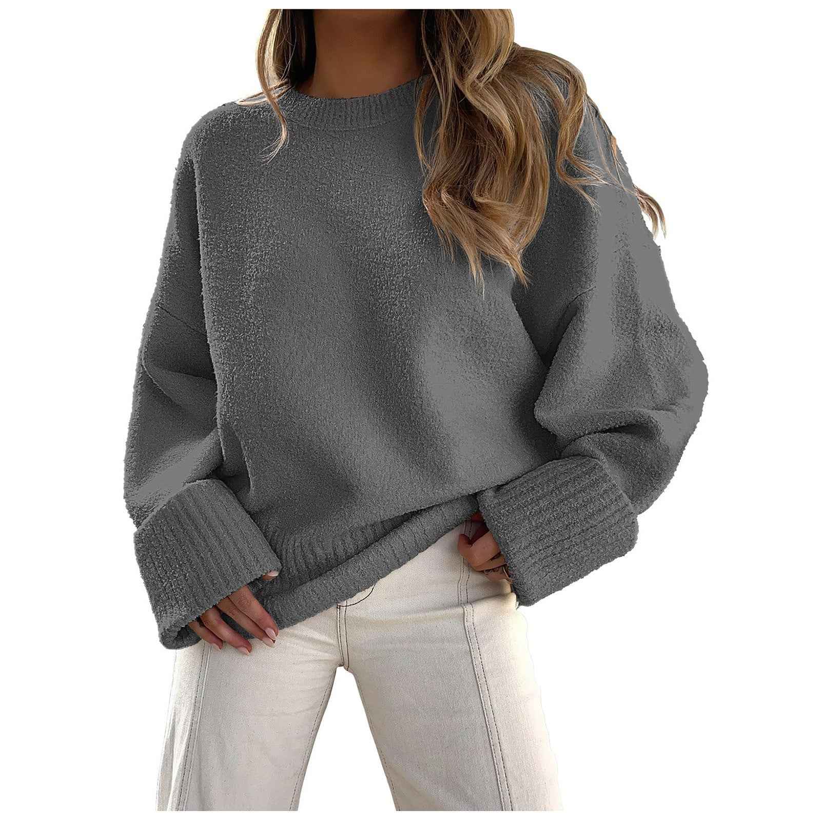 Oversized Fluffy Knit Jumper with Soft Loose-Fit Shape