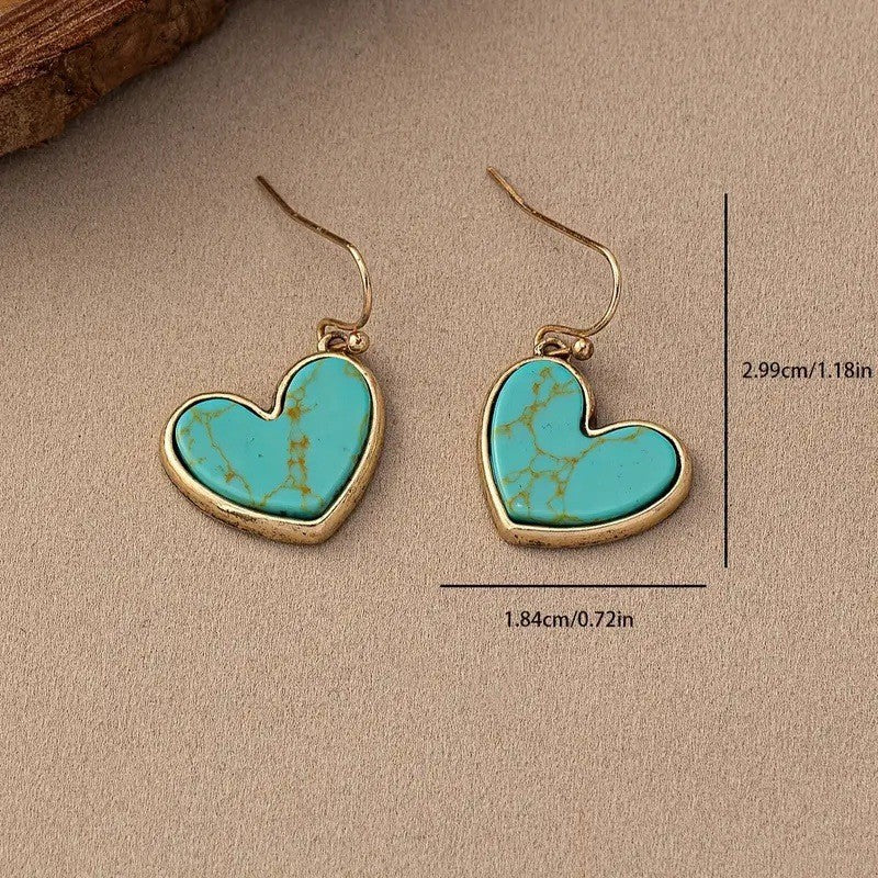 Turquoise Love Earrings in Rose Gold Tone
