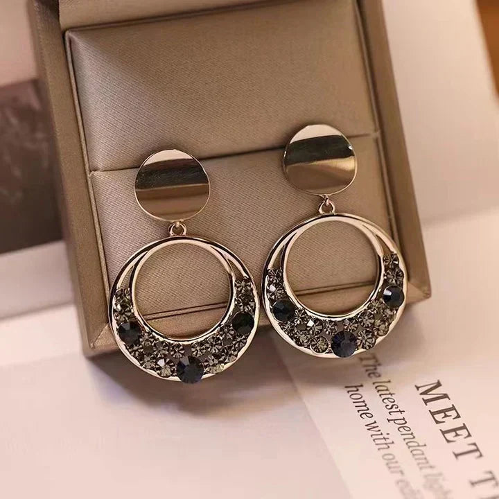 Crystal Earrings in Gold Tone in Two Styles
