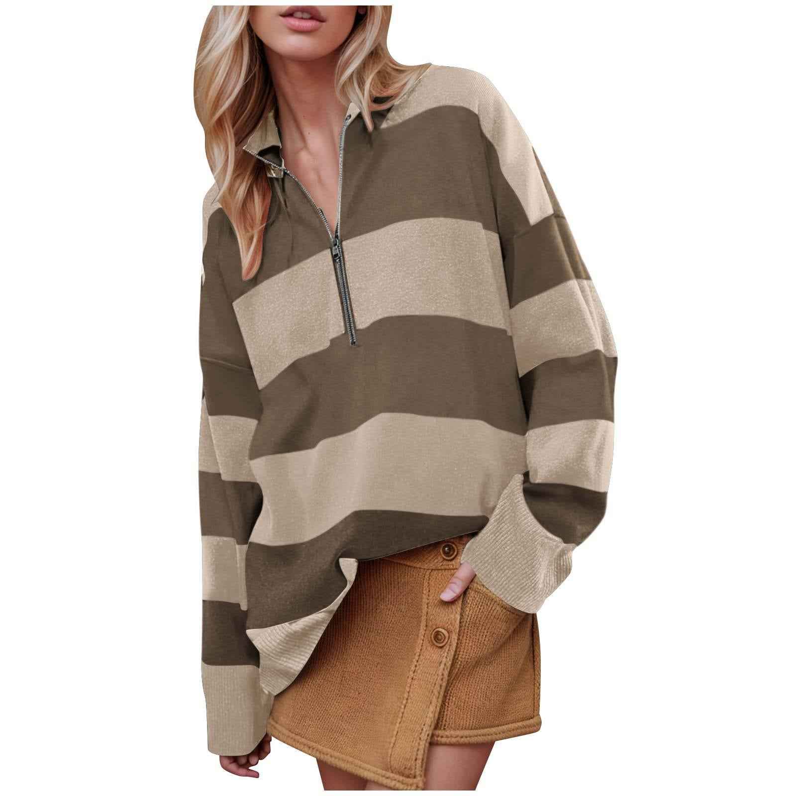 Half Zip Knitted Jumper with Long Sleeves and Relaxed Fit