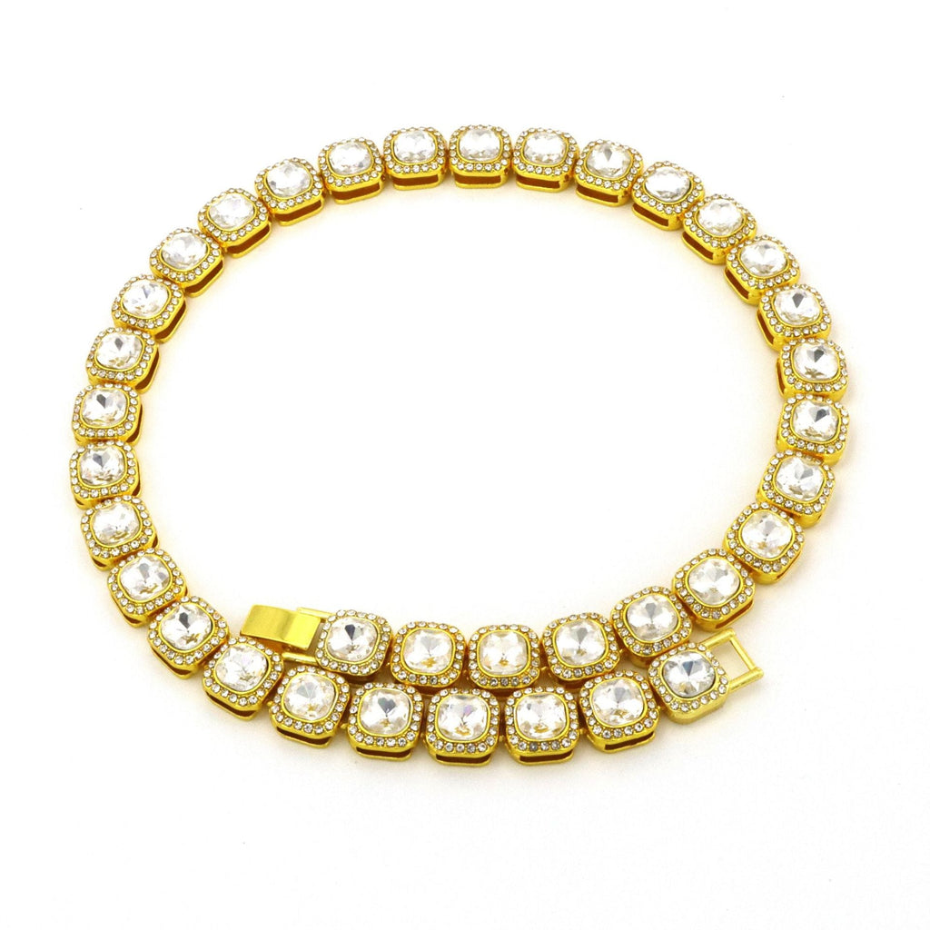 Vierkante goudkleurige tennisketting