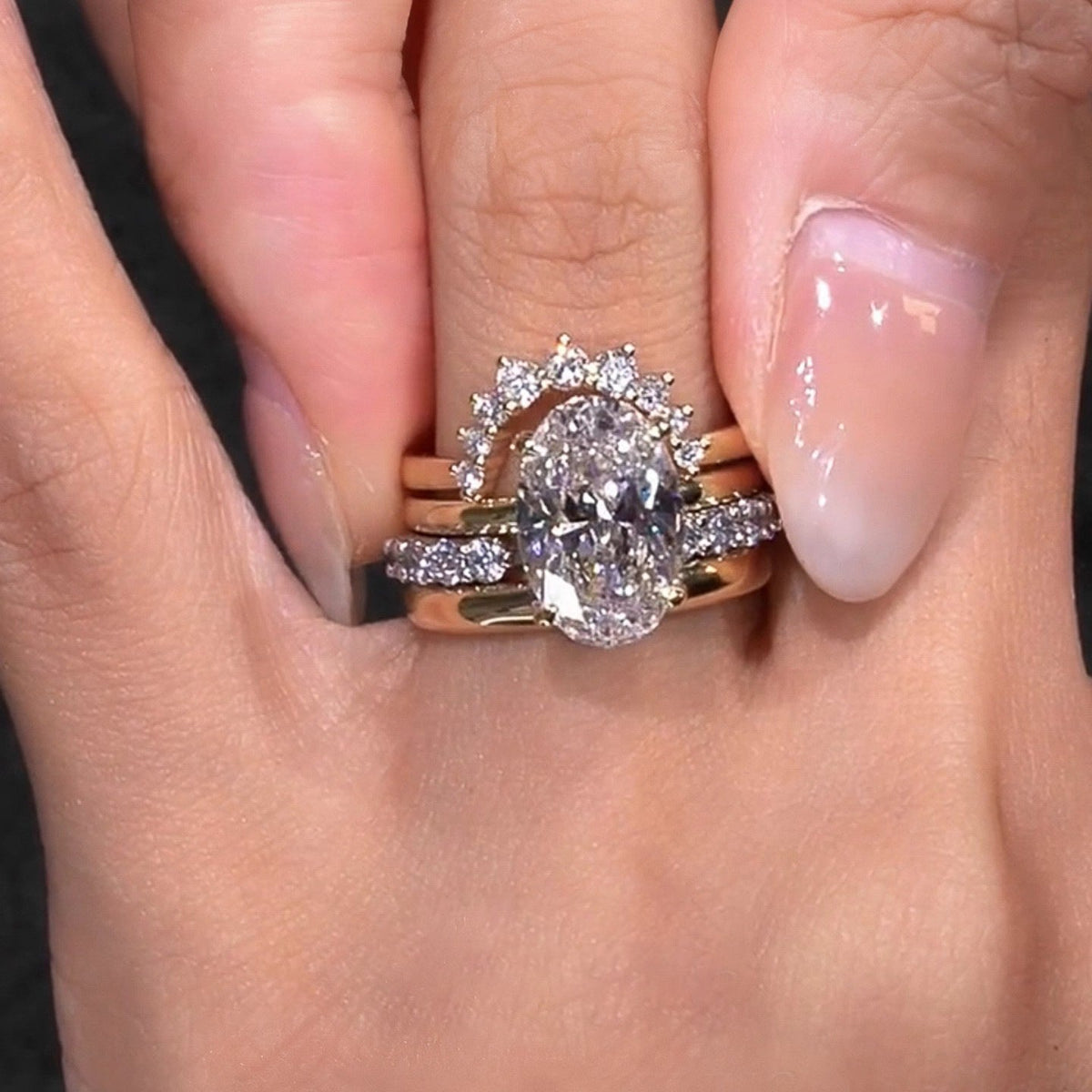 European-Style Stacked Zirconia Diamond-Look Ring
