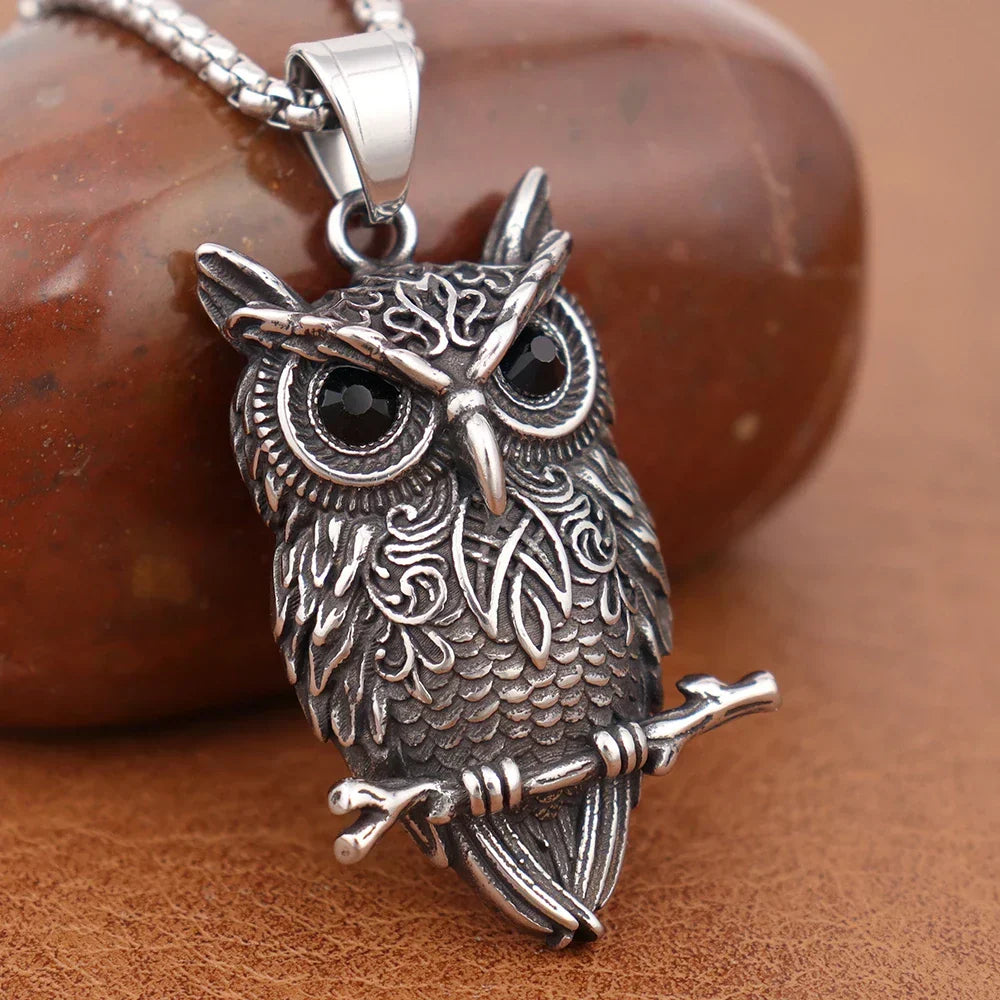 Vintage-Style Celtic Owl Pendant Necklace