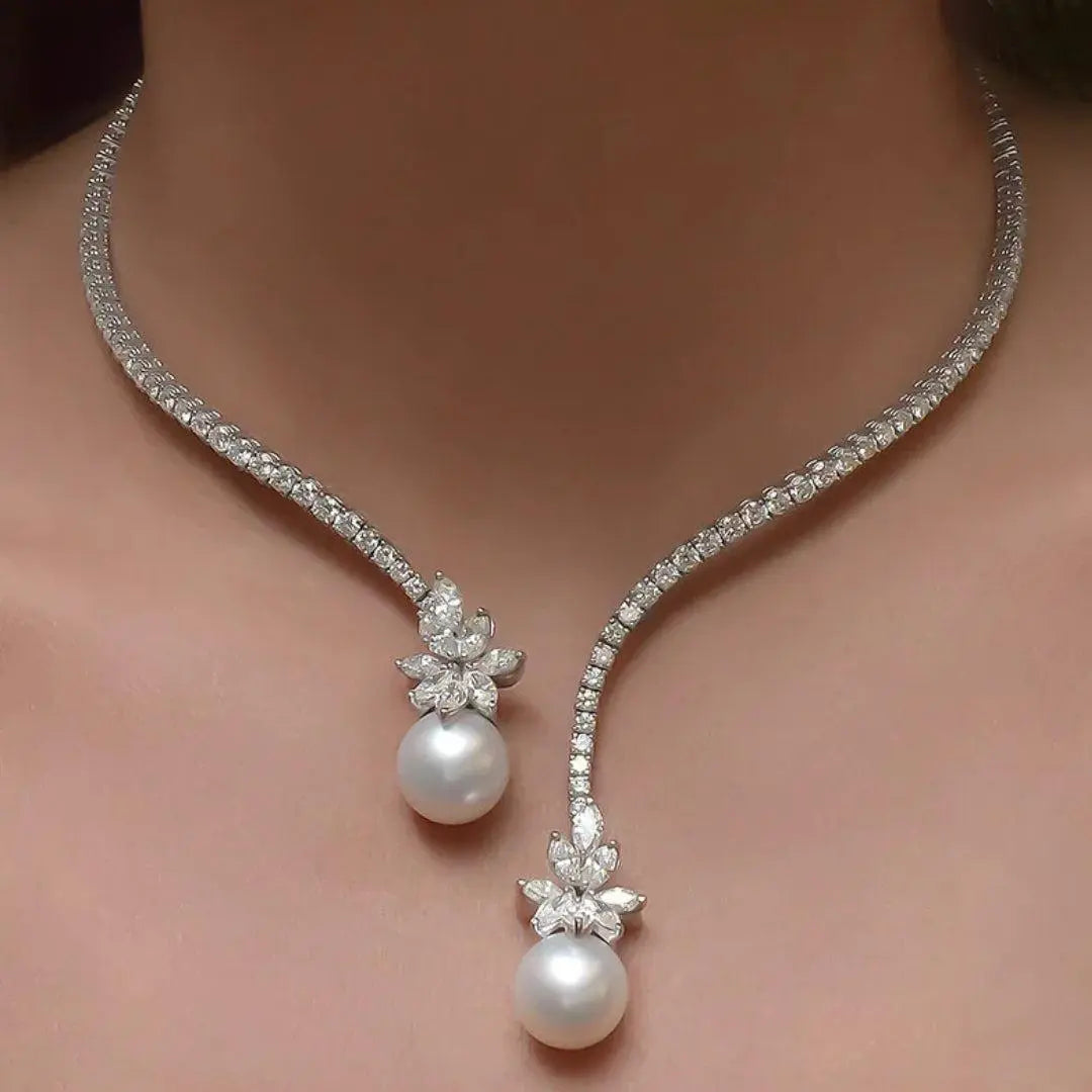Shiny Necklace with Sterling Silver Pearls