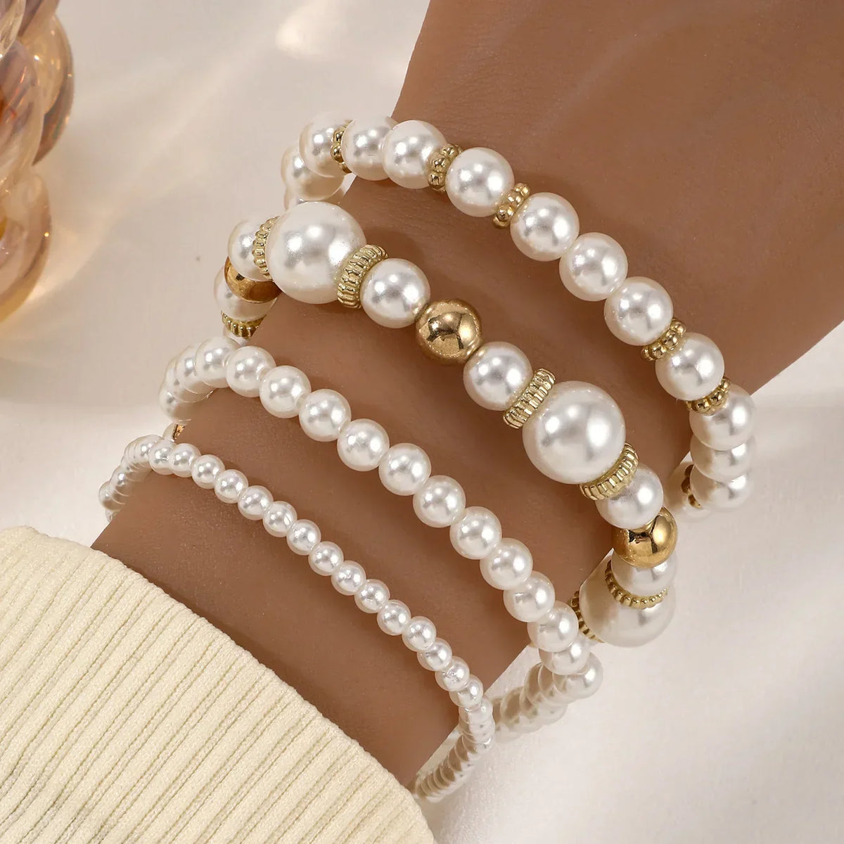 Pearl Bracelet Collection with Heart Details