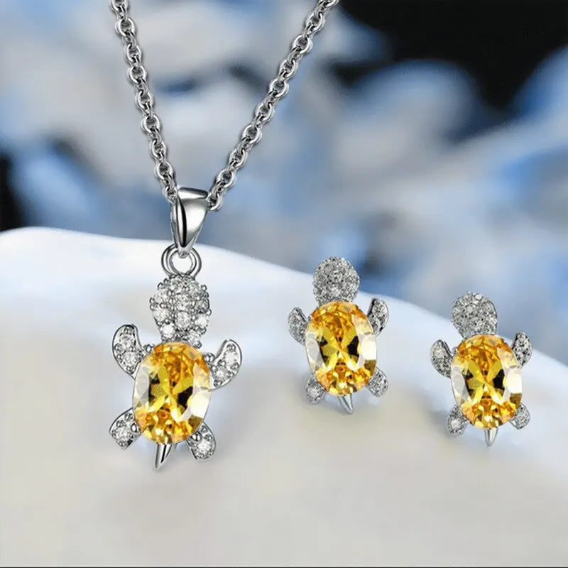 Sea Turtle Necklace and Earrings Set