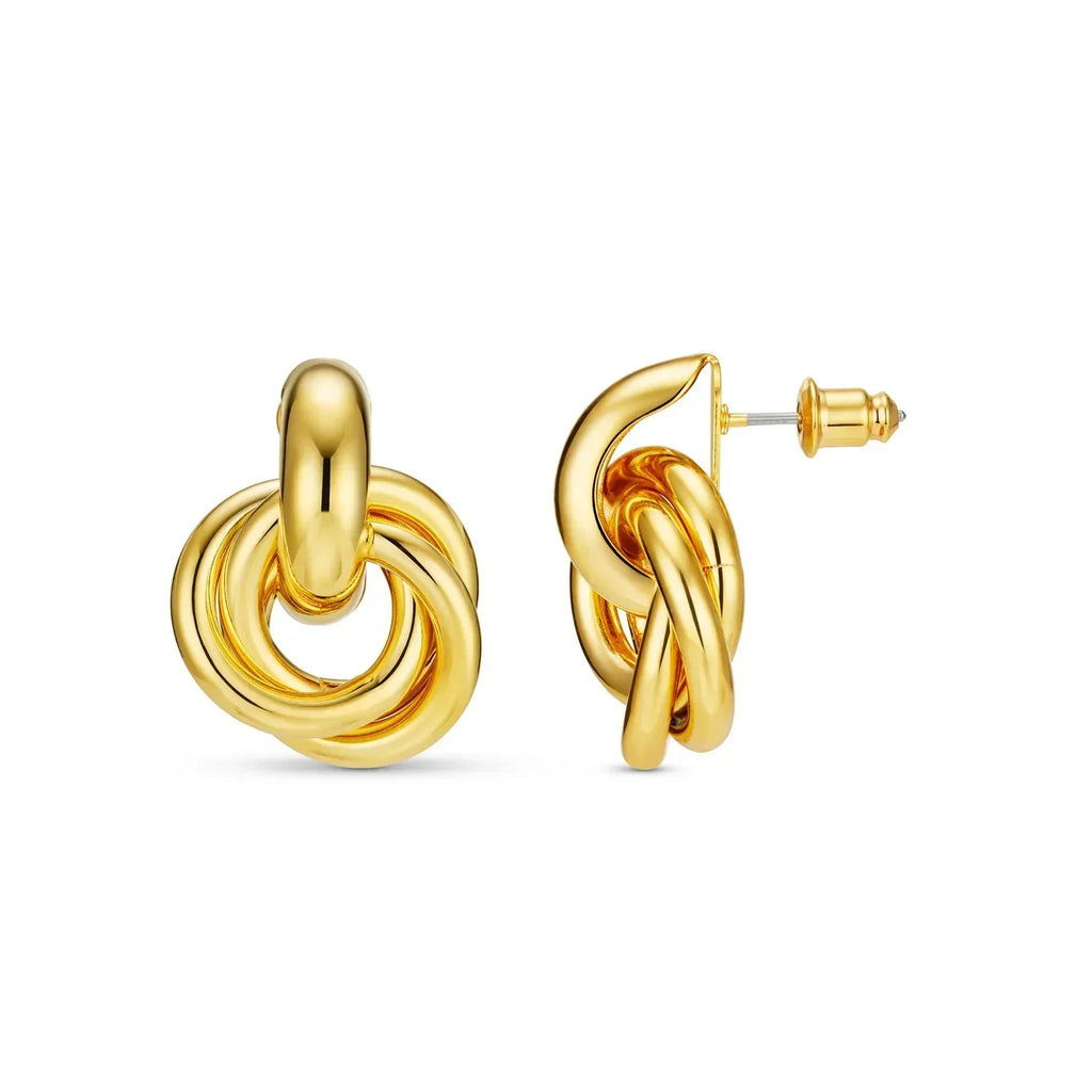 Interlocking Statement Earrings in Two Metal Tones