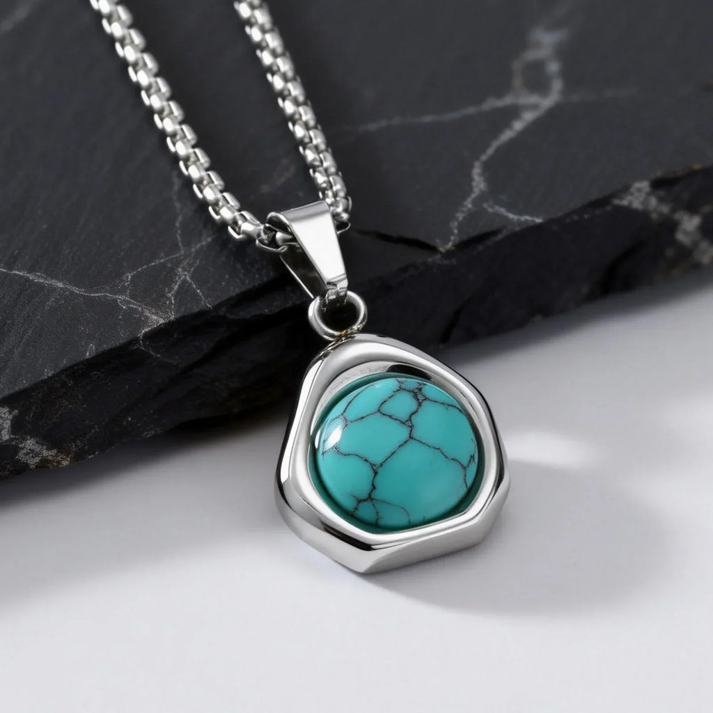 Kettingset met turquoise steenhanger