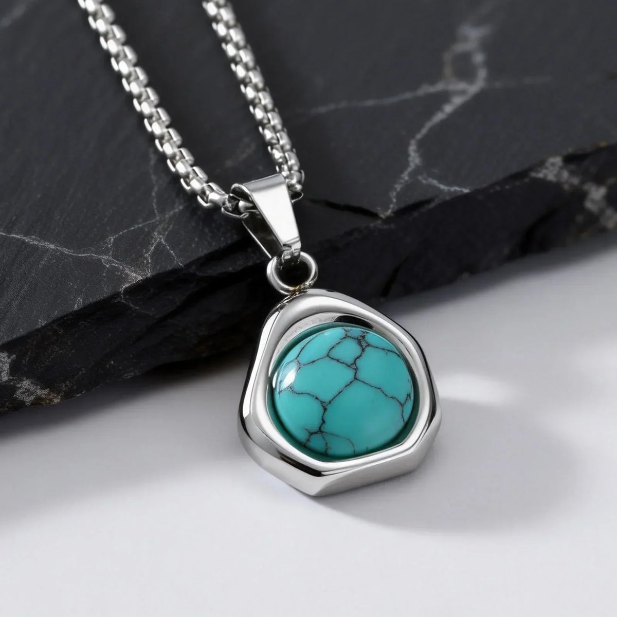 Kettingset met turquoise steenhanger