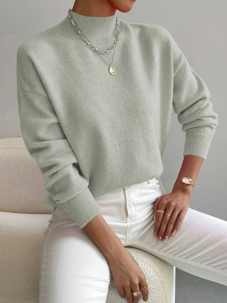 High-Neck Jumper with Long Sleeves and a Slim Silhouette