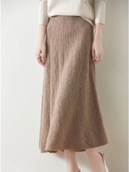 Textured Cable-Knit A-Line Maxi Skirt