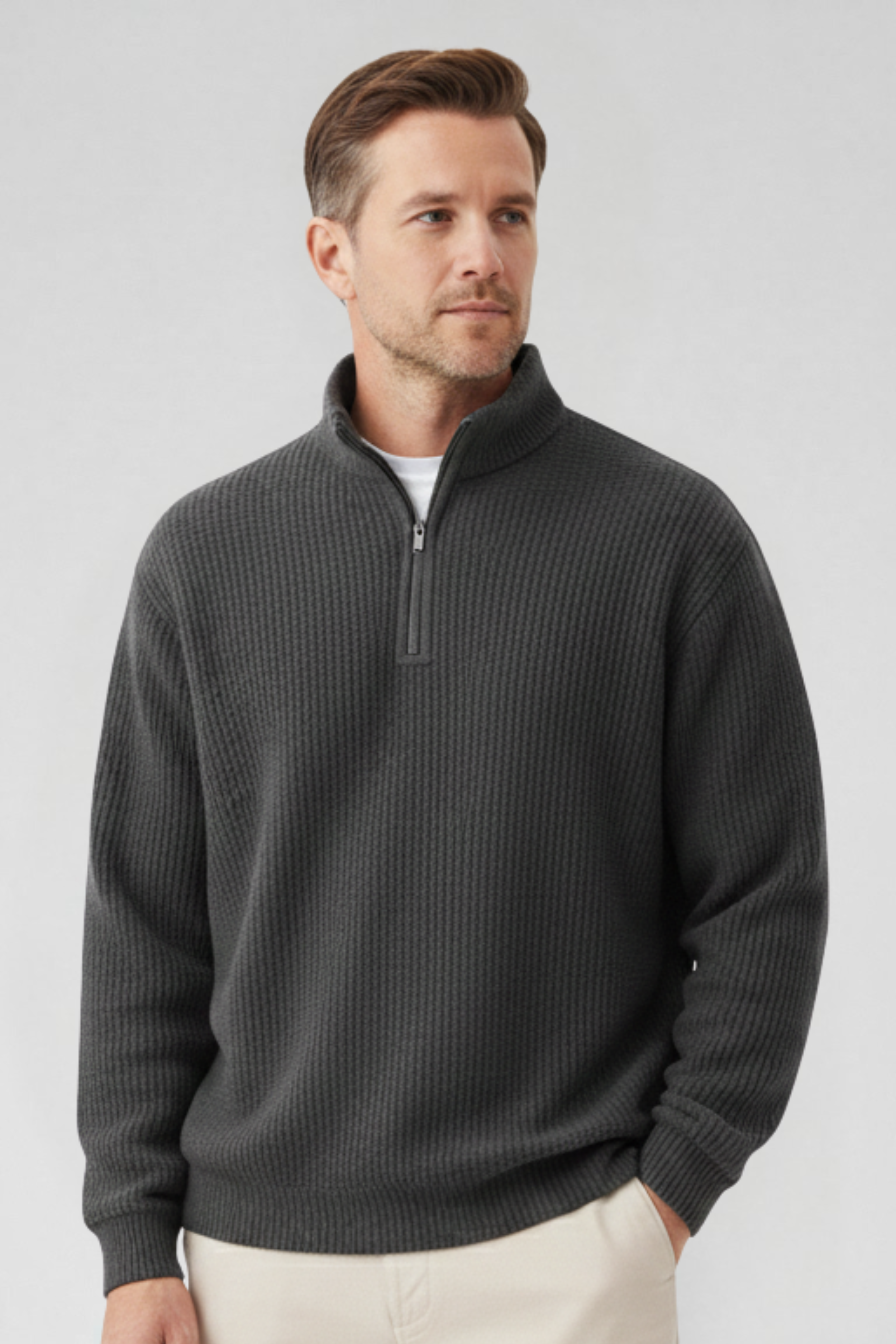 Quarter Zip Knit Jumper with a Soft and Breathable Finish