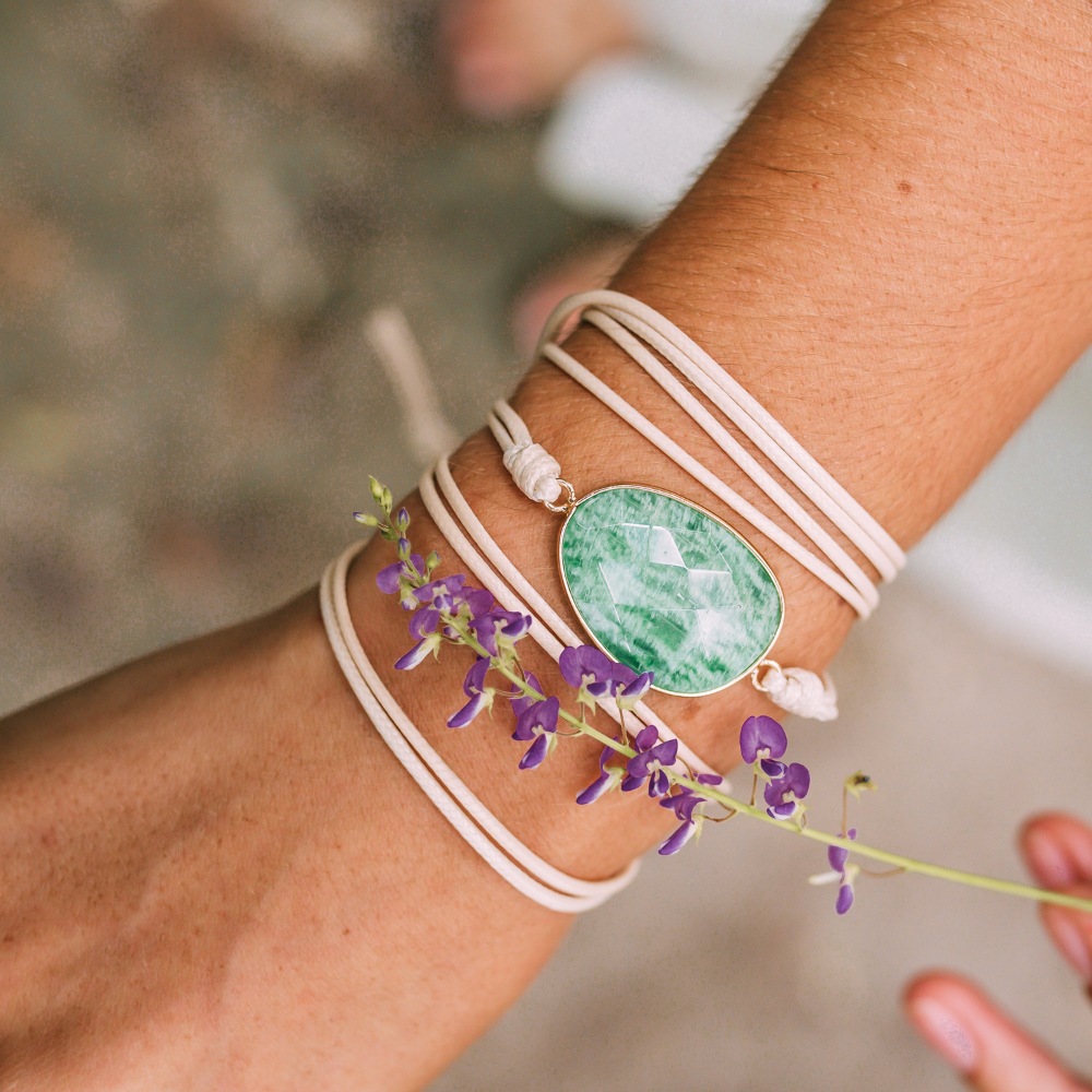 Pulseira de Enrolar em Amazonite em Dois Acabamentos