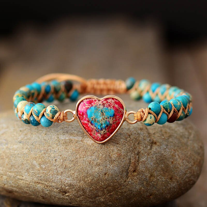 Jasper Bracelet with Pull-String Clasp in Two Colours