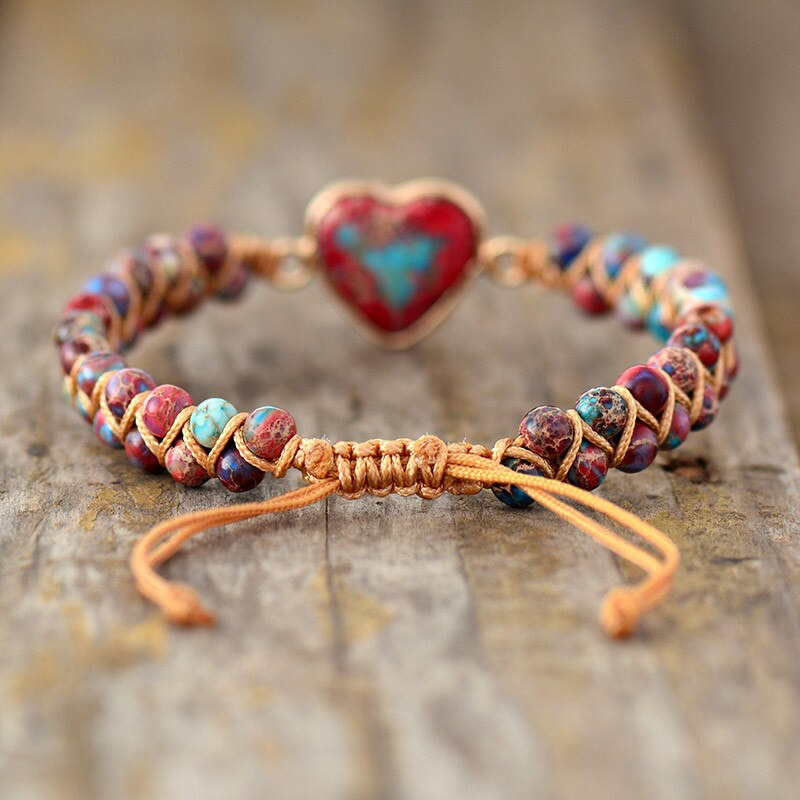Jasper Bracelet with Pull-String Clasp in Two Colours