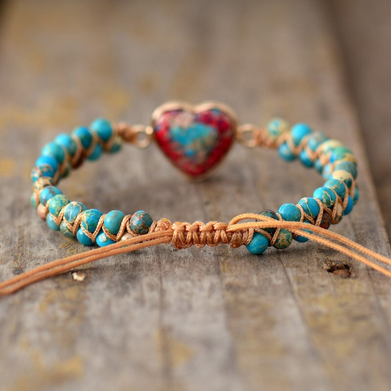 Jasper Bracelet with Pull-String Clasp in Two Colours